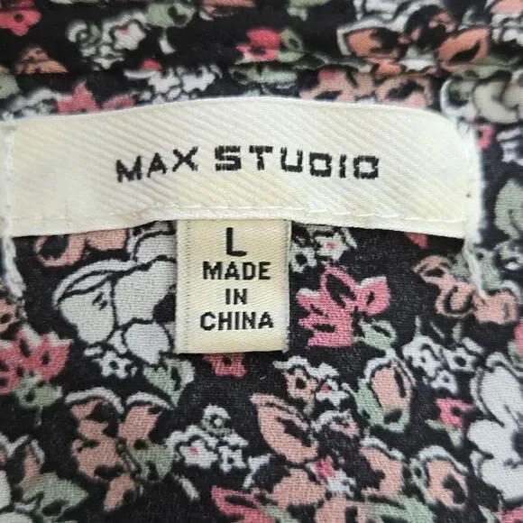 EC MAX STUDIO FLORAL WRAP SHIRT W/ ELASTIC WAIST SZ.L - Picture 6 of 6